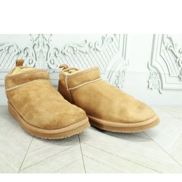 LL Bean Brown Suede Wicked Good Shearling Lined Slipper Ankle Boots Size 8 M - Picture 3 of 10